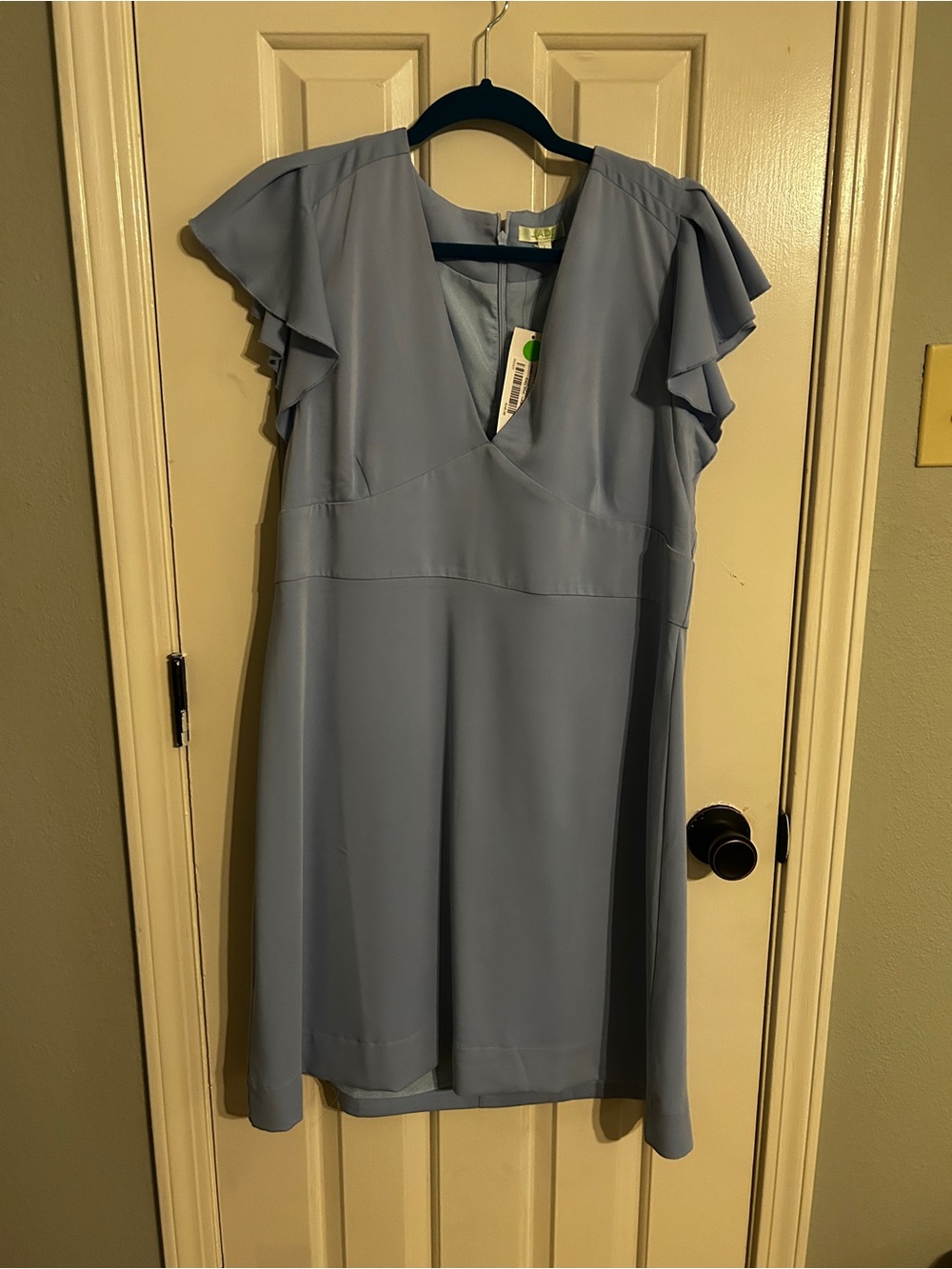 Jade Soft Blue Flutter Sleeve Mini Dress